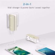 PISEN 2-in-1 Portable Charger - Battery Pack with Foldable AC Plug - 5000mAh 
