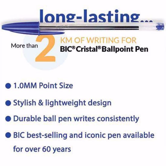 BIC CRISTAL PENS MEDIUM - 1.0MM IN BLACK BLUE BALLPOINT PENS BIROS PEN