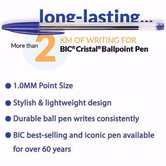 BIC CRISTAL PENS MEDIUM - 1.0MM IN BLACK BLUE BALLPOINT PENS BIROS PEN