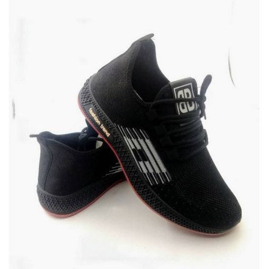 Black Textile Round Toe Running Shoes من هب له.كوم